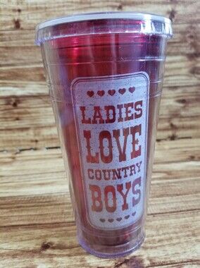 Cool Gear Ladies Love Country Boys Red Plastic Tumbler 20 oz Western